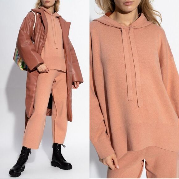 Proenza Schouler White Label Knit Cotton Cashmere Hoodie in blush pink - Picture 1 of 9